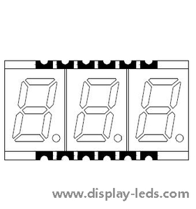 0.3 인치 3 자리 7 세그먼트 SMD 디스플레이