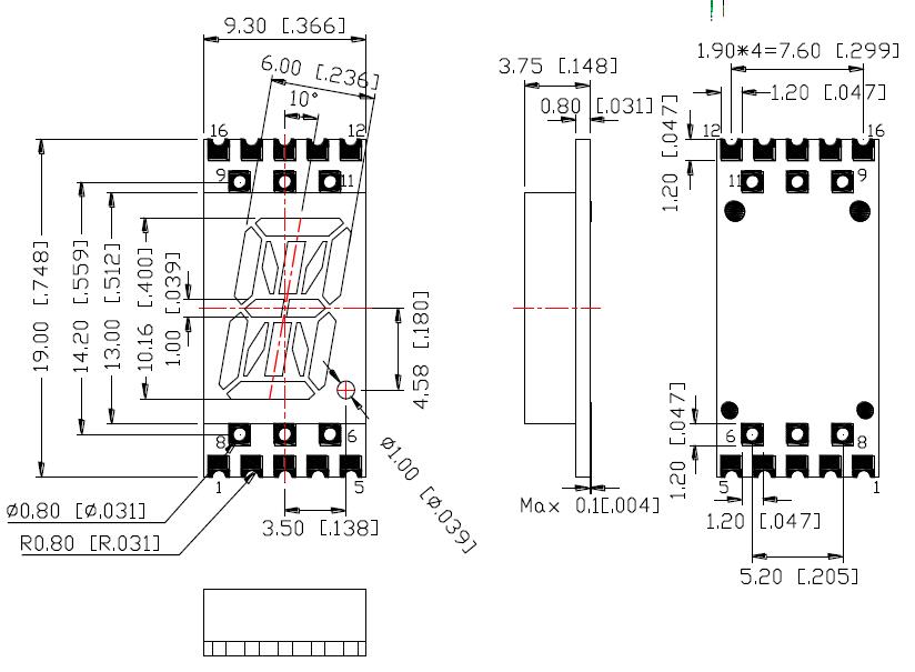 0.4인치 1자리 영숫자 디스플레이 4011