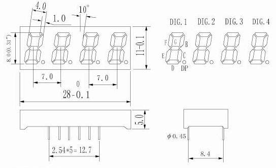 LD3141A/B 계열 - 0.31인치 4자리 7세그먼트 LED 디스플레이