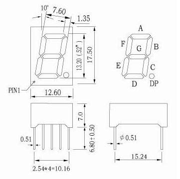 0.52인치 7세그먼트 디스플레이