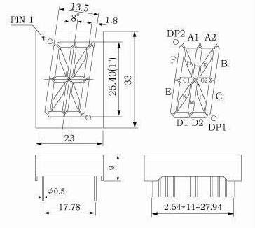 1인치 16세그먼트 LED 디스플레이
