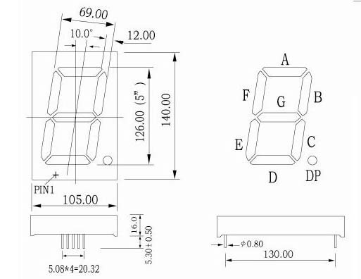 5인치 7세그먼트 LED 디스플레이