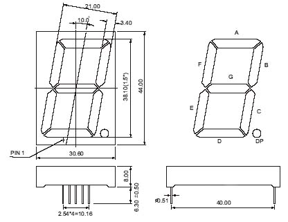 1.5인치(38.1mm) 7세그먼트 LED 디스플레이