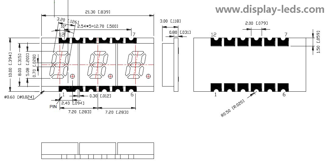 0.2인치 3자리 7세그먼트 SMD 디스플레이