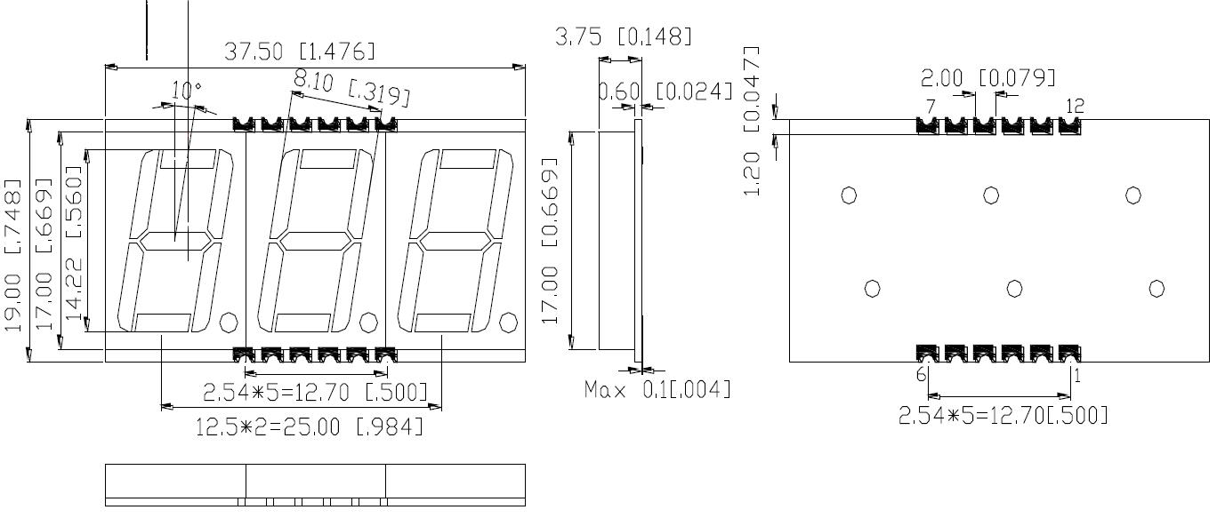 0.56인치 3자리 숫자 SMD 디스플레이
