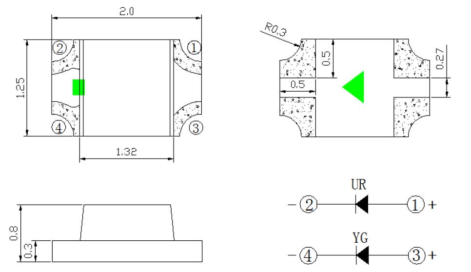 0805 572nm 녹색의 빨간색-녹색 SMD LED