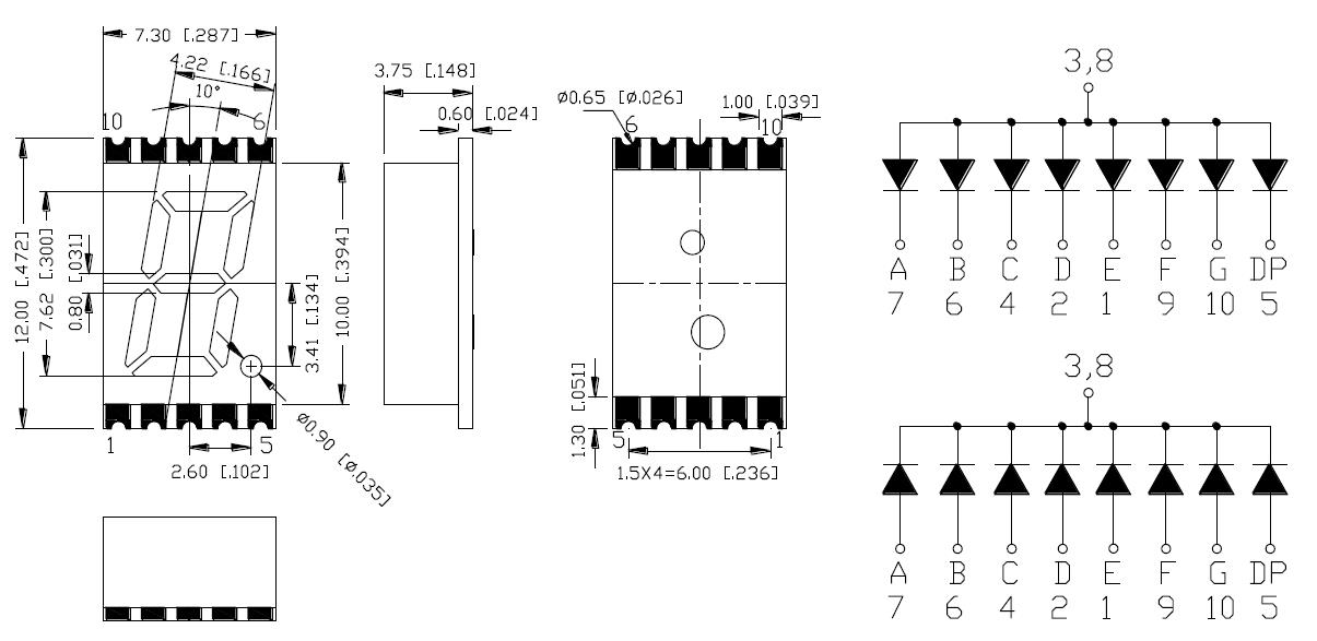 0.3인치 1자리 SMD 디스플레이 3011