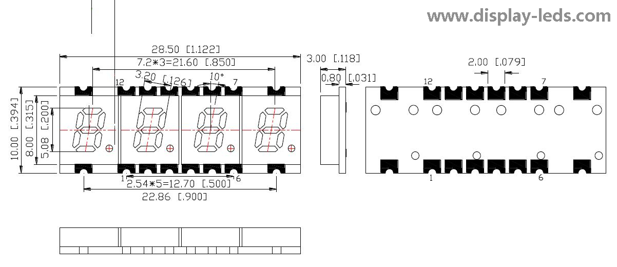0.2인치 4자리 7세그먼트 SMD 디스플레이
