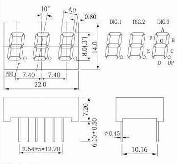 0.30인치 3자리 7세그먼트 LED 디스플레이