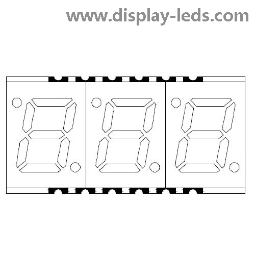 0.28 인치 3 자리 7 세그먼트 SMD 디스플레이