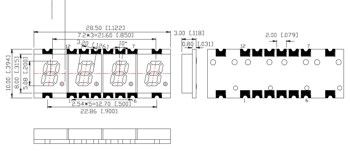0.2인치 4자리 SMD 디스플레이