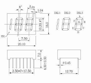 0.4인치 2.5자리 LED 숫자 디스플레이