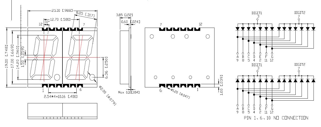 0.56인치 2자리 SMD 디스플레이 5621