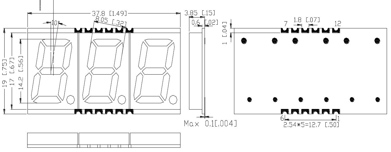 0.56인치 3자리 SMD 디스플레이 5630
