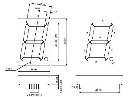 1.8인치(45mm) 듀얼 컬러 7세그먼트 LED 디스플레이