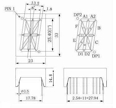1.00인치 16세그먼트 LED 디스플레이