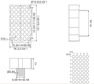 4.6인치 5x8 LED 도트 매트릭스 디스플레이