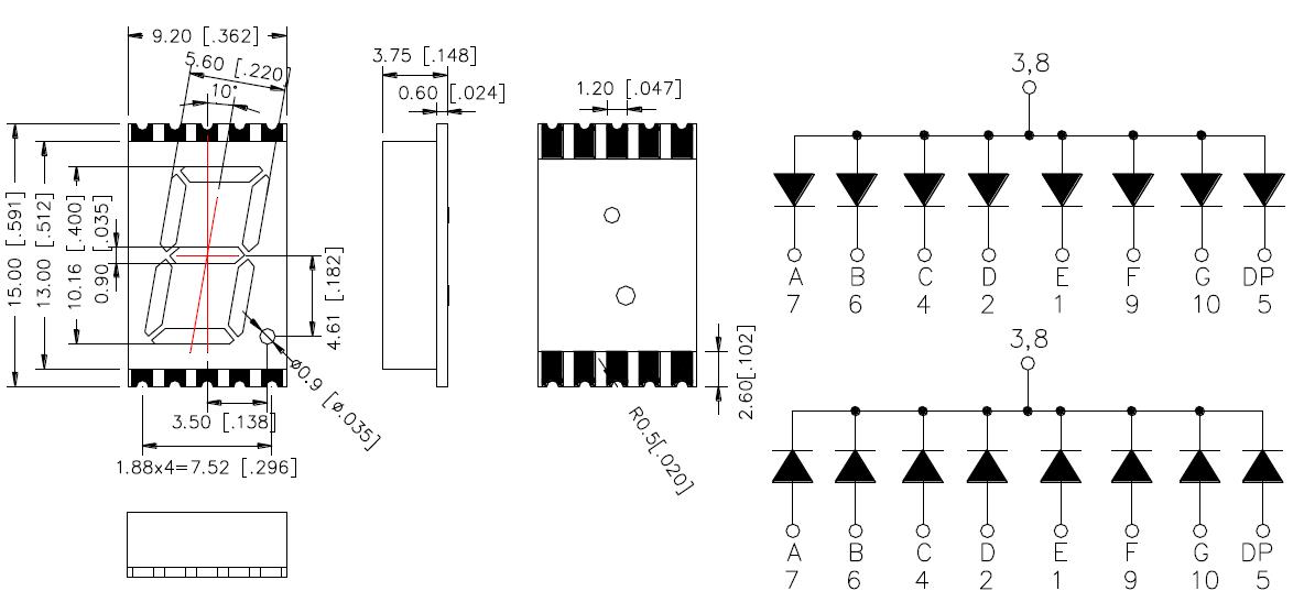 0.4인치 1자리 SMD 디스플레이 4010