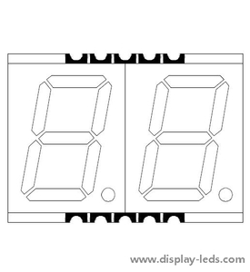 0.51 인치 듀얼 디지트 7 세그먼트 SMD 디스플레이