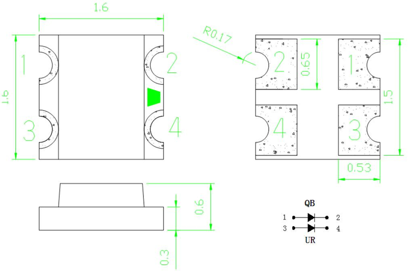 0606 빨간색과 파란색 SMD LED