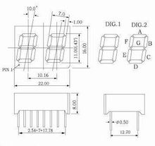 0.43인치 듀얼 디지트 7세그먼트 LED 디스플레이