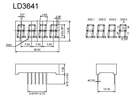 0.36인치 4자리 7세그먼트 LED 디스플레이