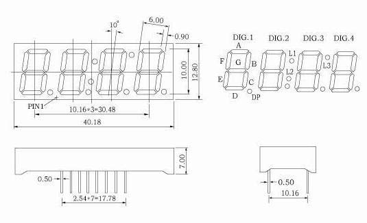 0.39 인치 4 자리 시계 LED 디스플레이