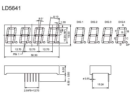 0.56인치 4자리 7세그먼트 LED 디스플레이