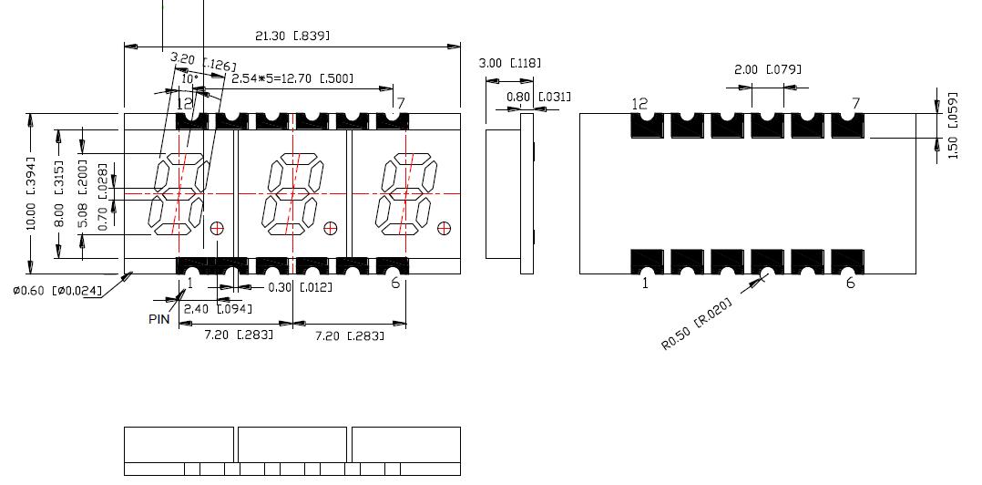 0.2인치 3자리 SMD 디스플레이 2030