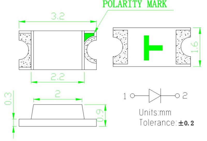 1206 빨간색 SMD LED