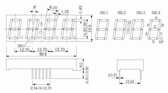 0.56'' 4자리 7세그먼트 시계 LED 디스플레이