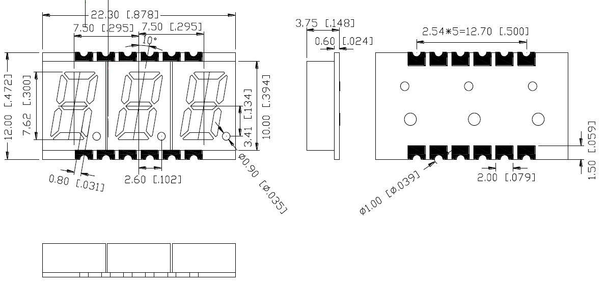 0.3인치 3자리 SMD 디스플레이 3030