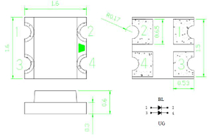 0606 황색 및 녹색 SMD LED, 572nm 녹색