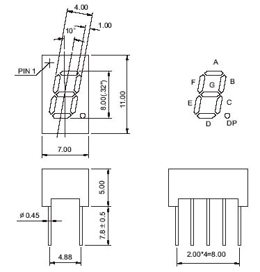 0.32인치 한자리 7세그먼트 디스플레이