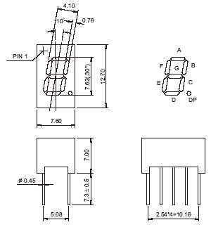 0.3인치 한자리 7세그먼트 디스플레이(다이아몬드 컷 글꼴 포함)