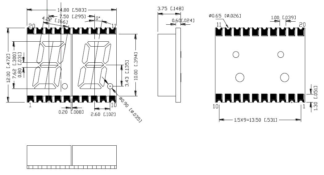 0.3인치 2자리 SMD 디스플레이 3022