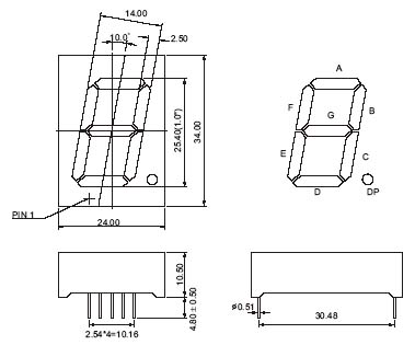 1.00인치 7세그먼트 LED 디스플레이(세그먼트당 2개의 LED 포함)