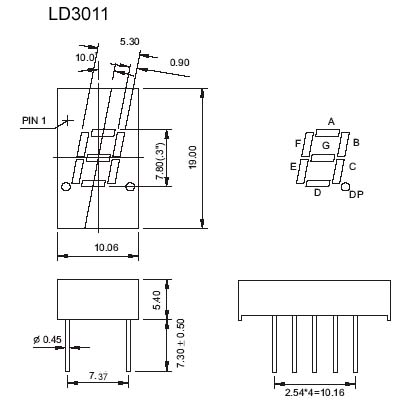 0.3인치 단일 자리 LED 7 세그먼트 디스플레이