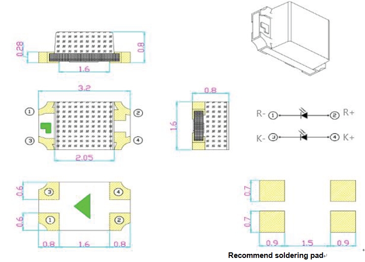 1206 이중 색상 SMD LED