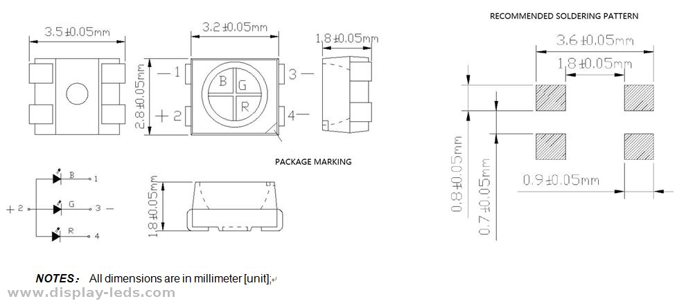 Expert China Manufacturier의 RoHS 준수 RGB 4 핀 3528 SMD LED